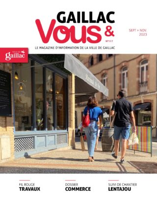 Couverture du Gaillac et Vous de septembre octobre 2023 avec une photo de 2 personnes qui font leur course en Ville